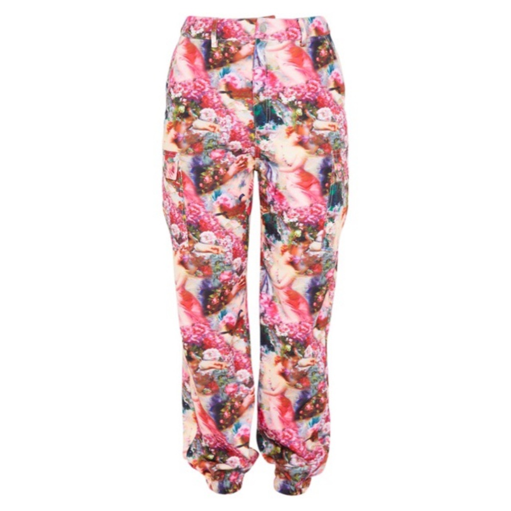 Renaissance Print Pocket Detail Cargo Pants